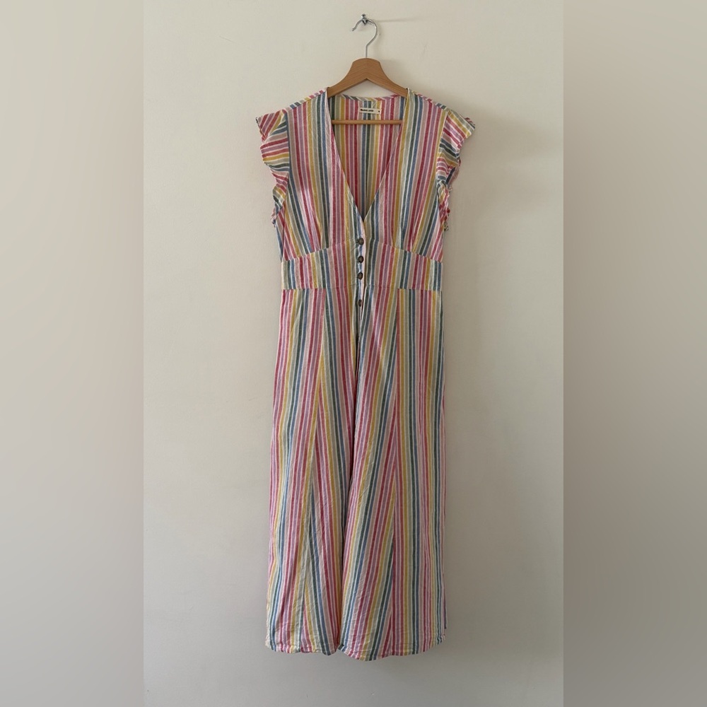 Marine Layer Pastel Stripe V-Neck Midi Dress - Picture 2 of 8